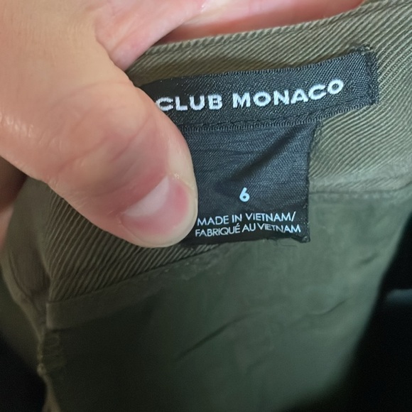 Club Monaco size 6 Green Cropped Cargo Wide Leg Cuffed Utility Pants - Picture 13 of 16